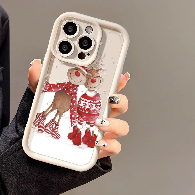 Рождественский чехол для iPhone 11 13 12 14 15 16 Pro Max XR XS Samsung A15 A55 A05 Redmi 12 13C OPPO A16 A18 A60 Reno 11 Vivo Y17S Y12 infinix note