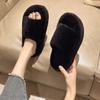 Hairy Cotton Slippers Women Autumn Winter New Warm Footwear Home Bright Diamond Slippers Fashion Outer Wear Women's Flat Shoes