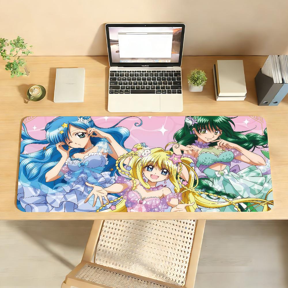 Игровой коврик для мыши с изображением аниме M-Mermaid Melody, противоскользящий, с прошитым резиновым краем, утолщенный, для ноутбука, игровой стол