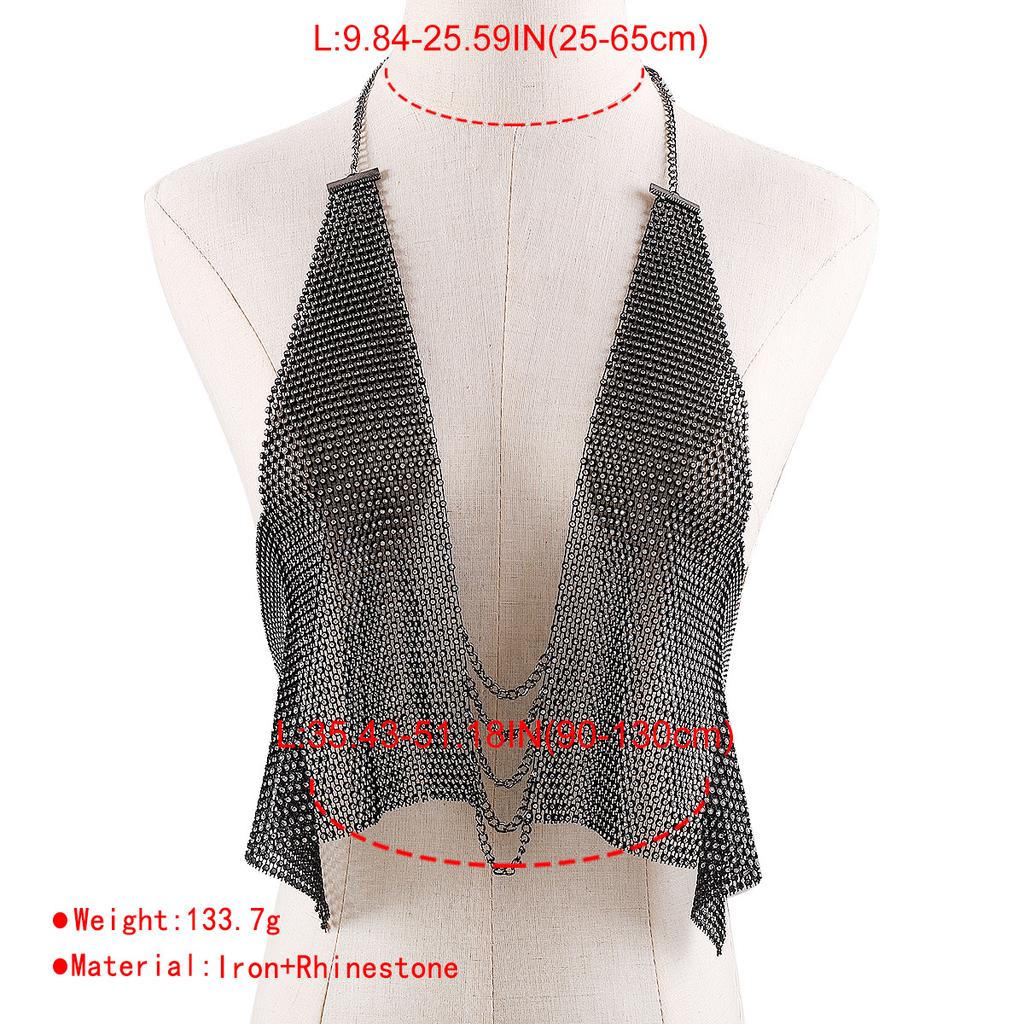Temperament Backless Full Diamond Sling Body Chain Sexy Hollow Fashion Nightclub Hot Girl Chest Ornament