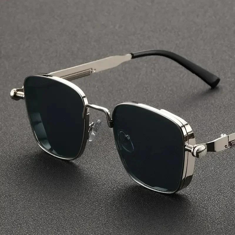 New  Steampunk Men's Sunglasses Personalized Metal Springs Indian Sunglasses Lentes  Hombre