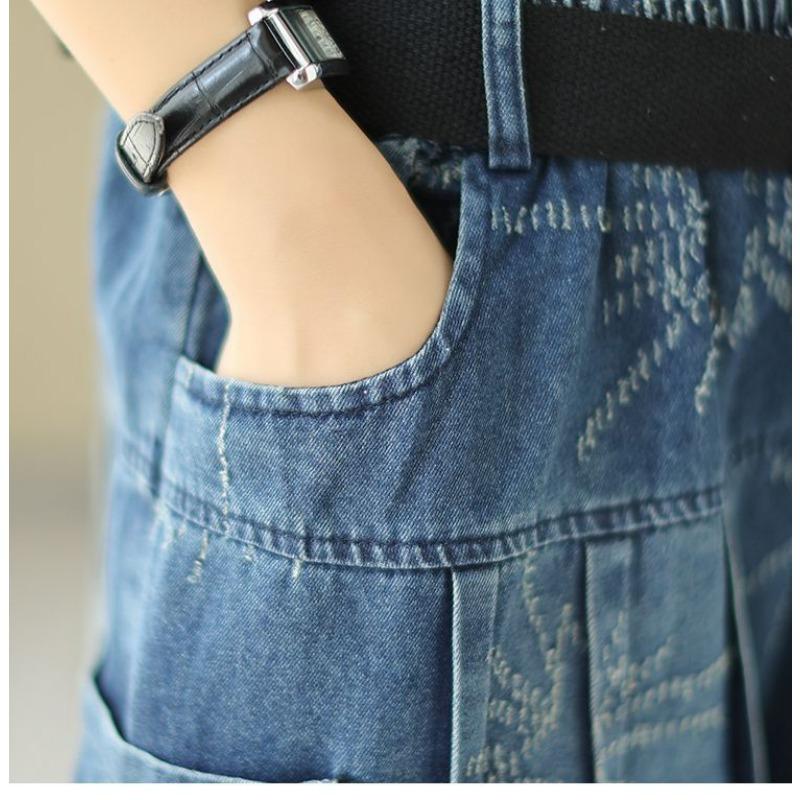 Женские модные вышитые джинсовые шорты Удобные повседневные летние с высокой талией