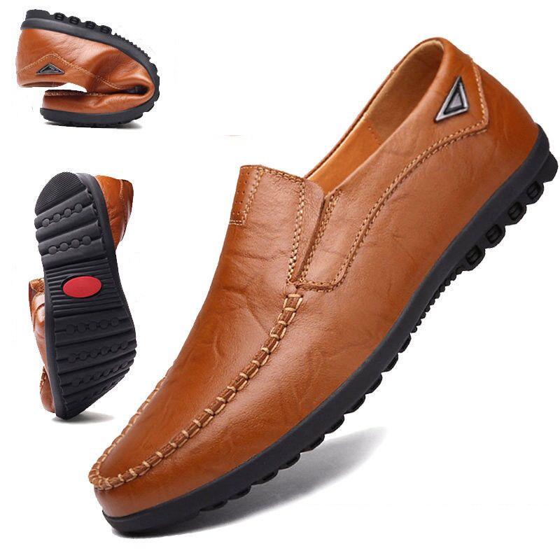 Дизайнерские высококачественные кожаные мужские туфли Lazy Shoes Мягкие мокасины Loafers Модный бренд для мужчин Flat