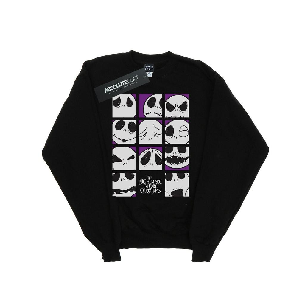 Disney Mens Nightmare Before Christmas Many Faces Of Jack Squares Sweatshirt