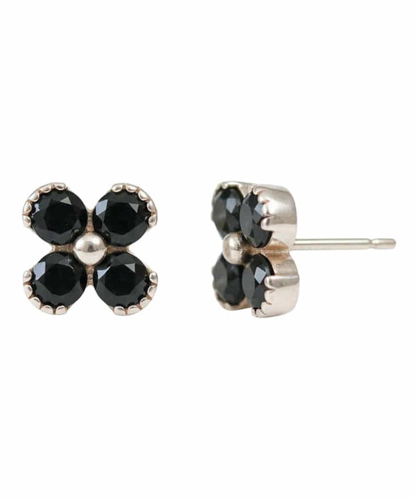 Серебряные серьги Alleun из серебра 925 пробы с ониксом в форме клевера