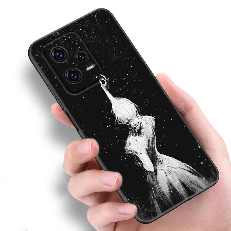 Ballet Girl Black Silicone Phone Case For Xiaomi Redmi Note 10 11 11S 12 13 4G 8 9 11T Pro 5G Plus 8T 9S 10S 12S