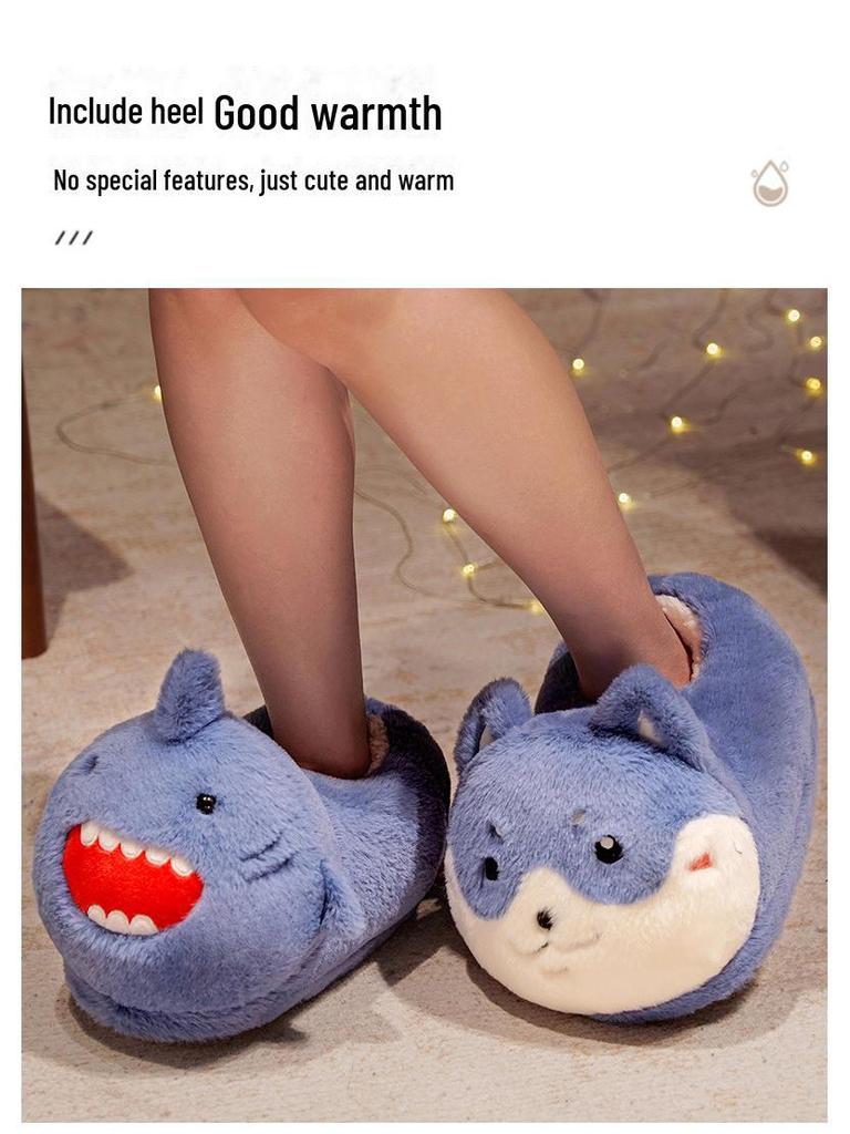 Толстые теплые хлопковые зимние тапочки на утином каблуке для дома