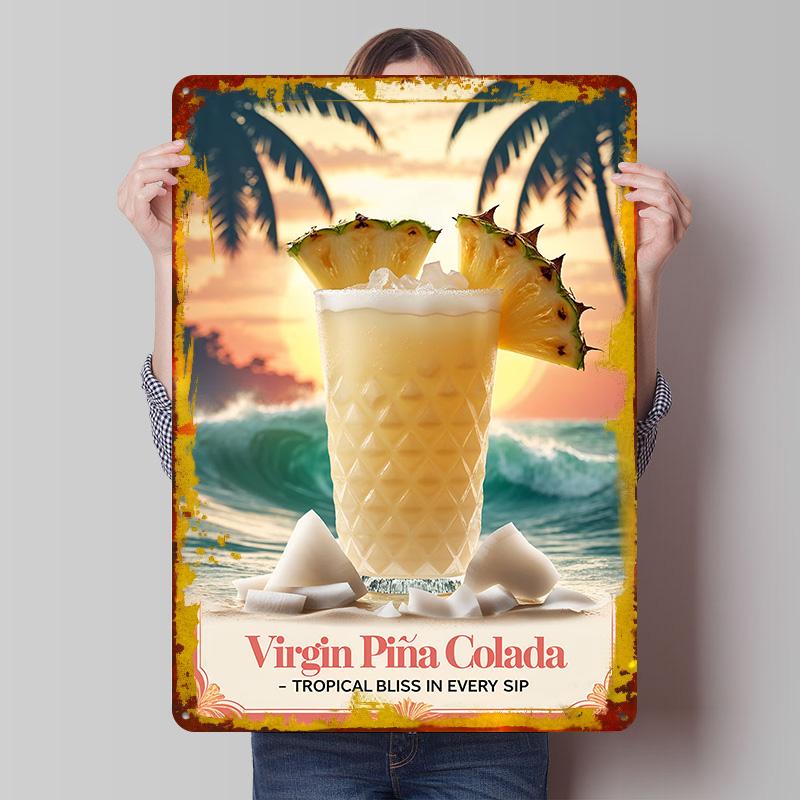 Vintage Virgin Pia Colada Cocktail Printed Poster Customized Wall Art Retro Vintage Metal Tin Signs for Gamer Room Decoration