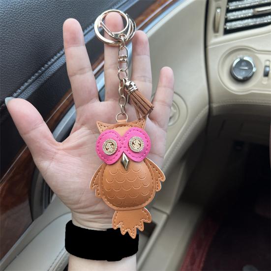 Брелок для ключей в виде совы, компактный, легкий, из искусственной кожи, подвеска для ключей, сумок, рюкзаков, аксессуаров