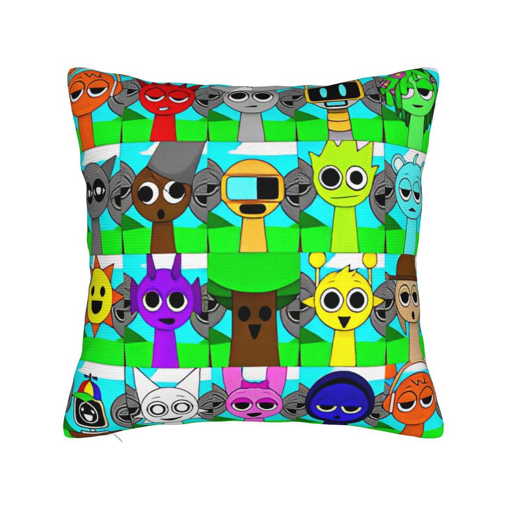 Sprunki Characters Game Pillowcase Polyester Cushion Cover Gift  Throw Pillow Case Cover Seater Zippered 40X40cm