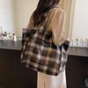 Шерстяная клетчатая большая сумка женская портативная сумка через плечо для поездок на работу