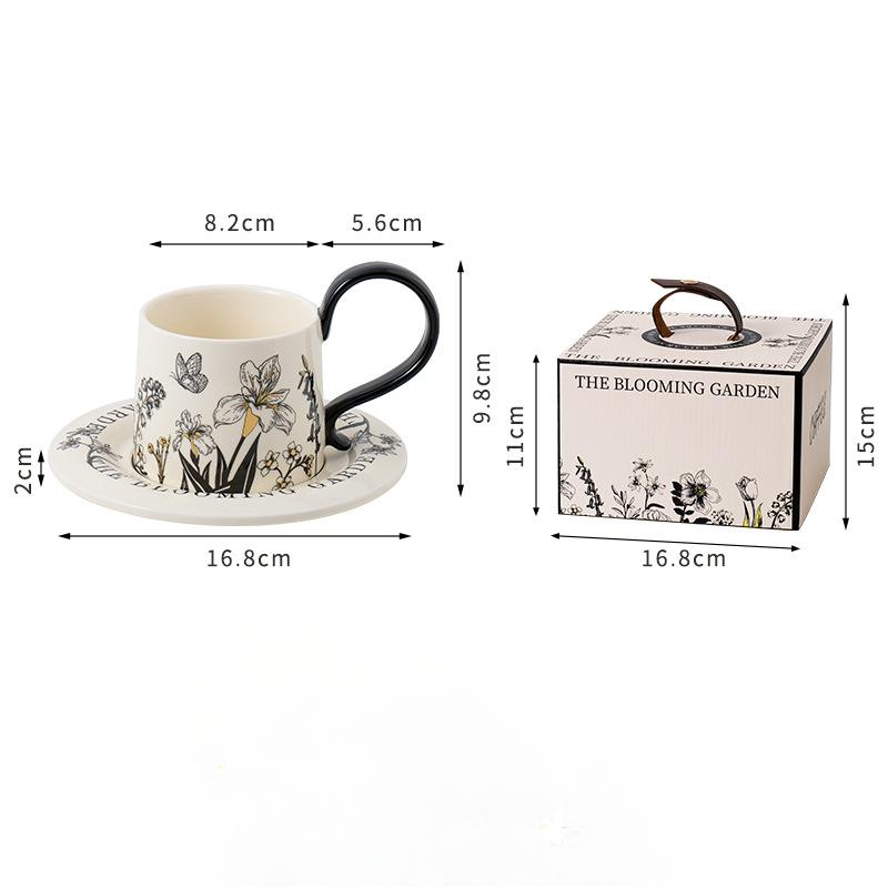 Средний стиль керамическая чашка для кофе с блюдцем набор одна чашка одно блюдце кофейная чашка легкая роскошная высококачественная кружка подарочная чашка