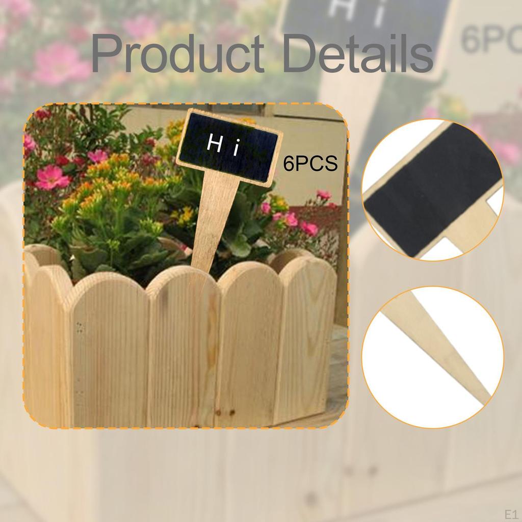6 Pieces Plant Labels Blackboards Flowers Tags Wood Vegetables Decorative Gardening Chalkboard