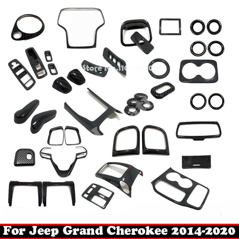 Для Jeep Grand Cherokee WK2 2014- ABS карбон Автомобильная дверная ручка Кнопка стеклоподъемника крышка коробки передач рулевого колеса вентиляционное отверстие кондиционера