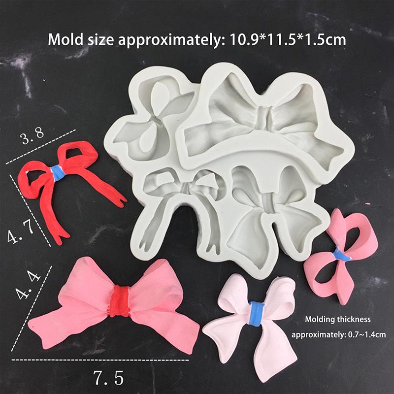 1 Pcs 4-Hole Bow Bowknot Silicone Cake Baking Mold Sugarcraft Chocolate Cupcake Baking Mould Fondant Cake Decorating Tools