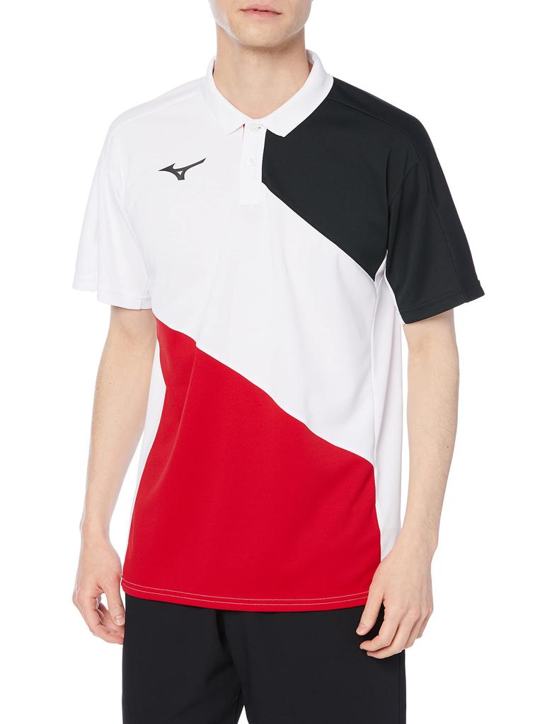 Mizuno Теннисная игра Dynamotion Белый x Китайский размер XL Рубашка, Посадка, Антиприлипание, 62JA2007, Красный,