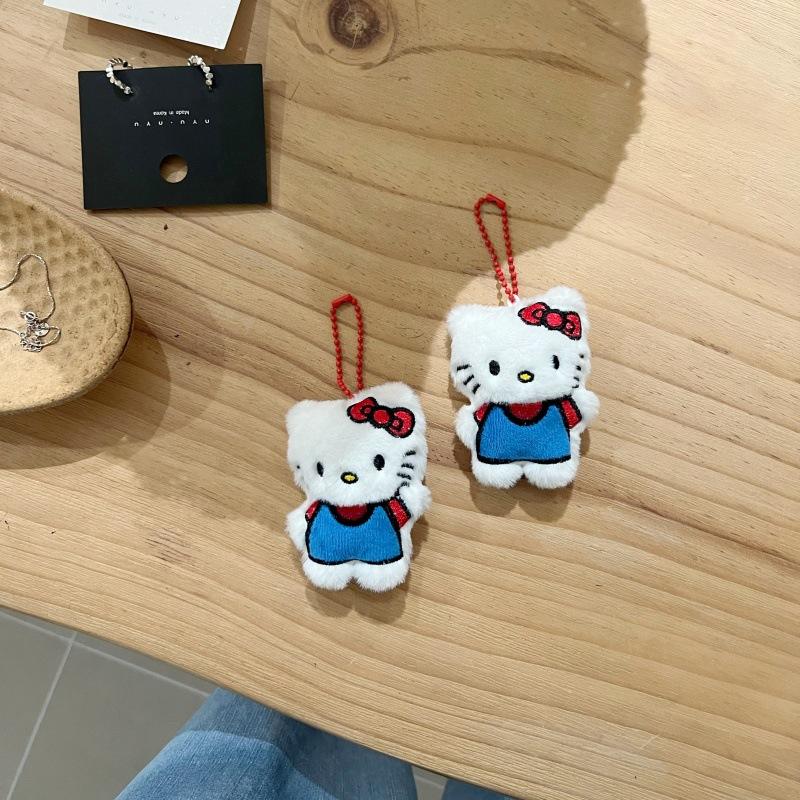 Sanrio Kawaii Anime Hello Kitty Plush Toy Cute Pendant Keychains Cartoon Fashion Bag Accessories Mini KT Cat Doll Gifts
