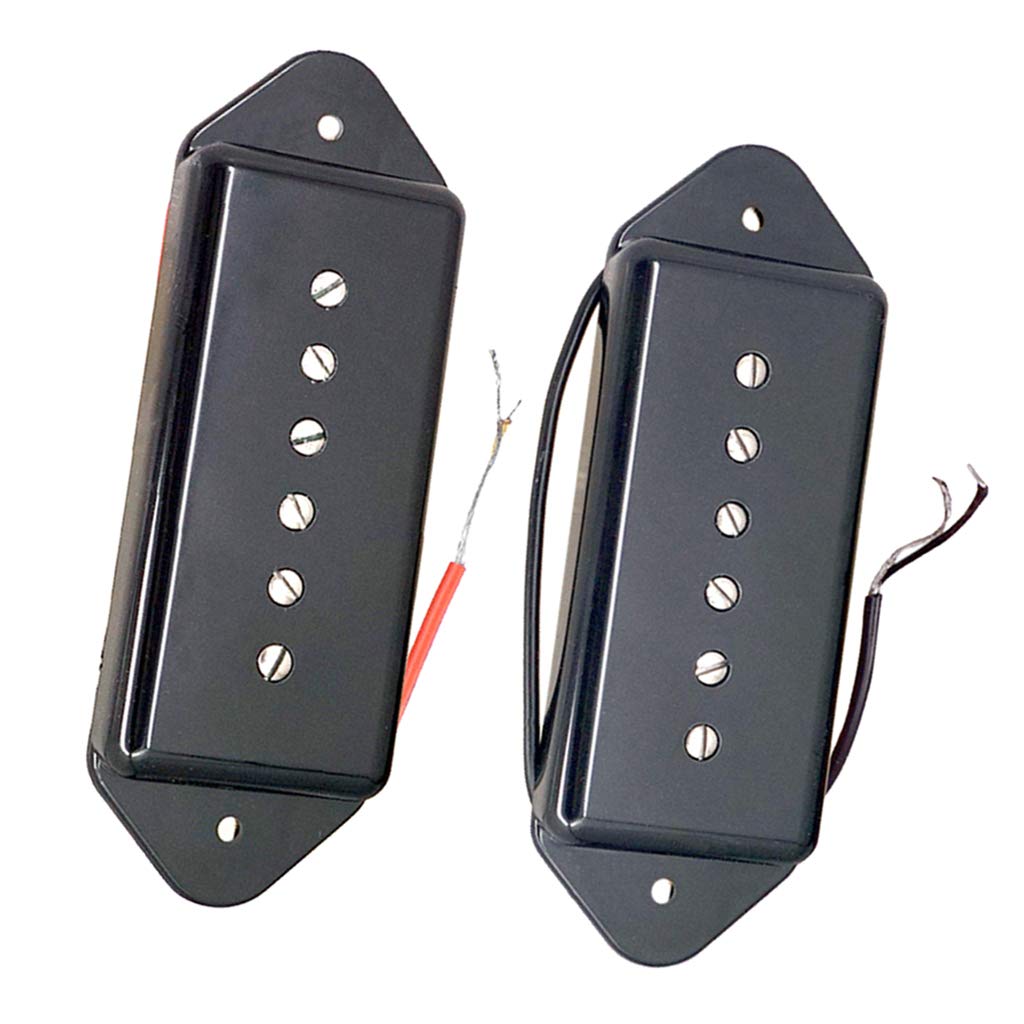 P90 Dog Ear Style Single Coil Pickups Guitar Pickups (Neck Bridge) For Epi Lp Electric Guitar Silveryellowbk 5052Mm