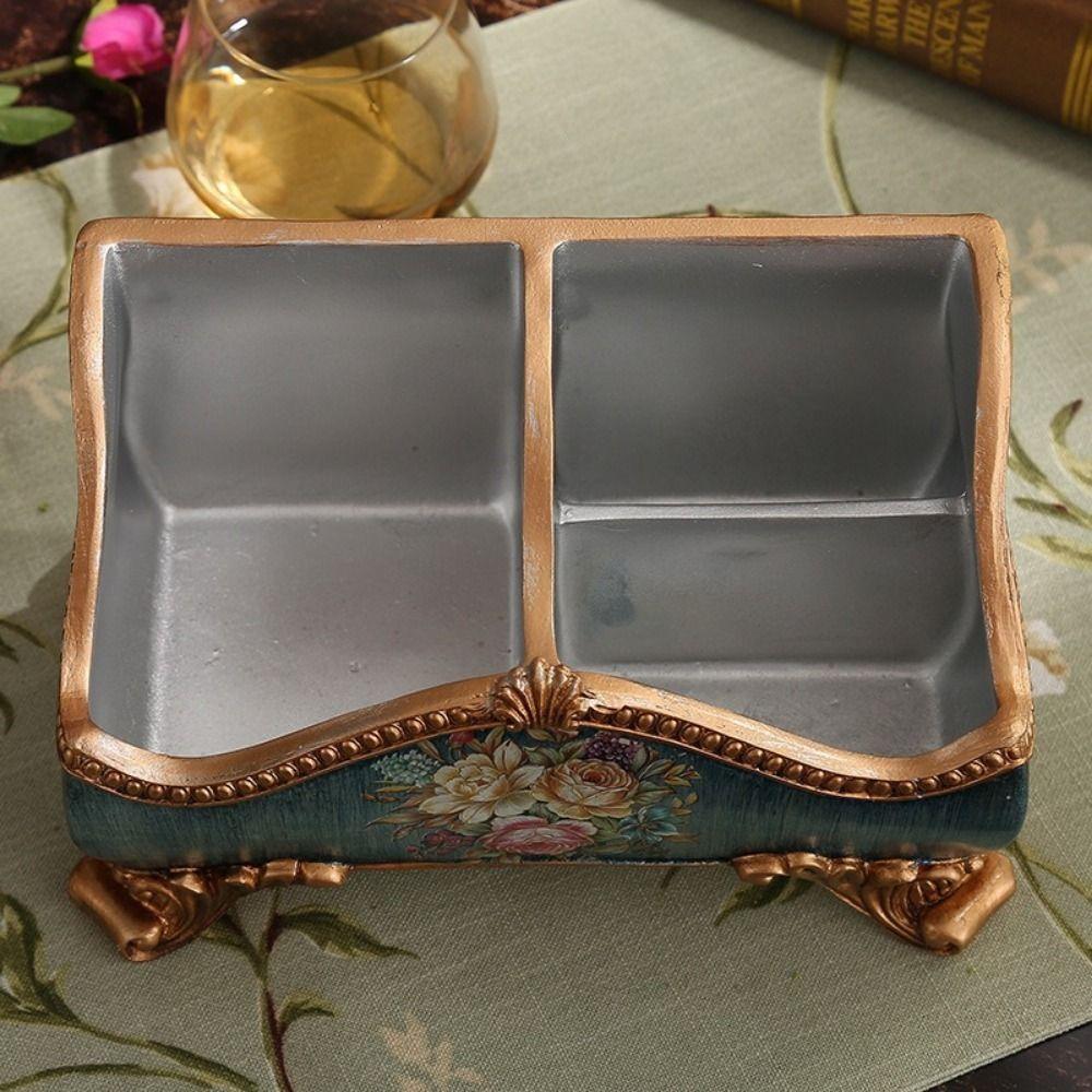 Resin Remote Control Box 3 Compartment Desktop Storage Box Remote Control Holder Coffee Table