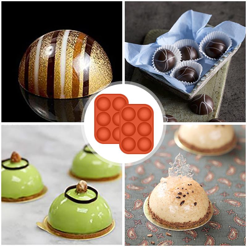 2шт полусферические силиконовые формы для шоколадных бомбочек, кондитерские формы с 6 отверстиями для выпечки, кухонные инструменты для выпечки