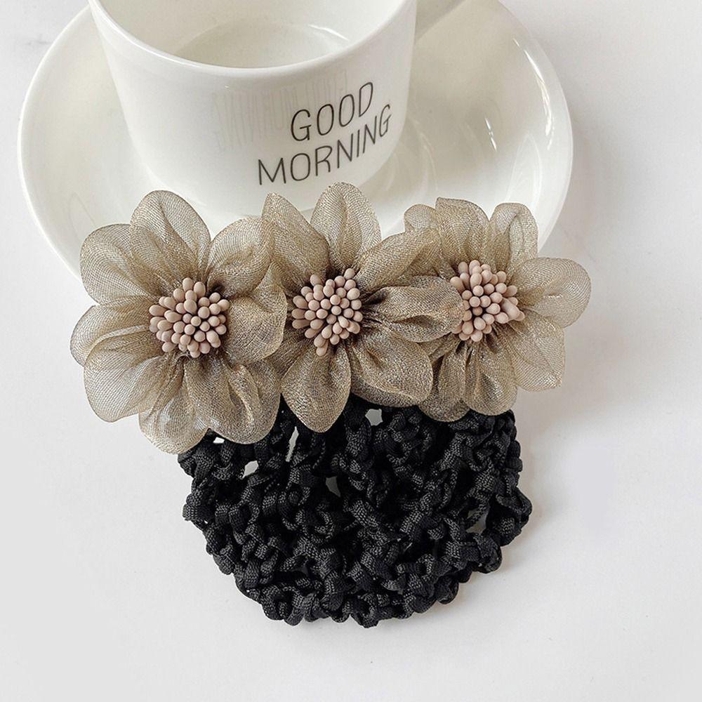 Бантик для волос, чехол для пучка, женские пружинные зажимы, кружевная сетка для волос с цветком, корейский пучок, снуд, заколки для волос, чехол для сетки