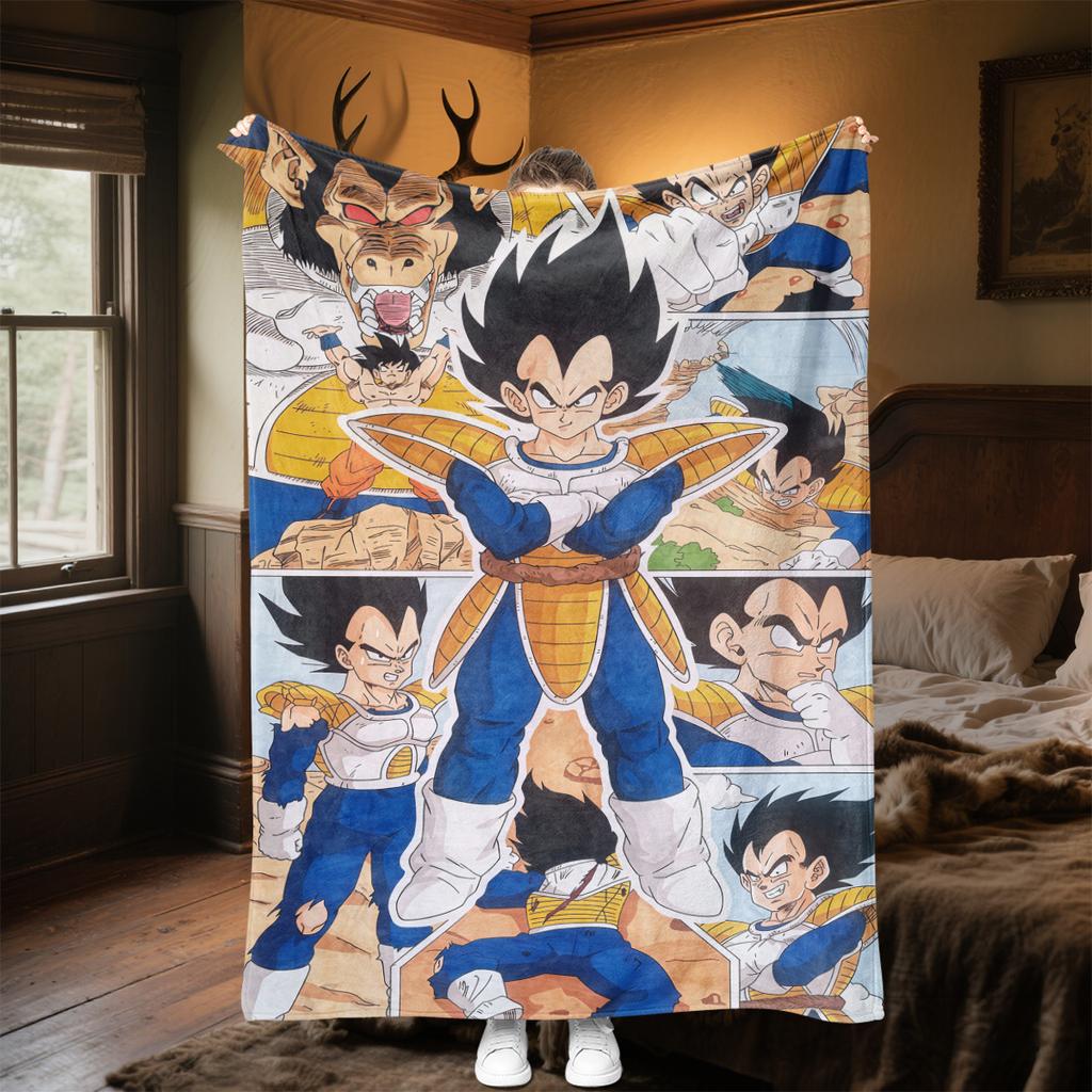 1 шт. Плед из фланели с принтом DRAGON BALL, Высокое качество, Для всех сезонов, Декор для дома, Тепло и Уют, Идеально для Рождественских подарков