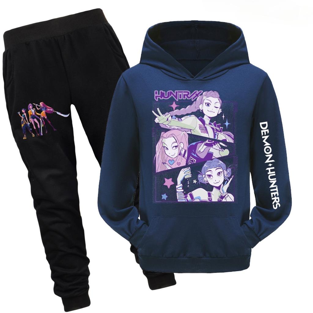 Children's Hooded Top And Pants Two-piece Tracksuit Set Long-sleeved Printed Sweatshirt Set