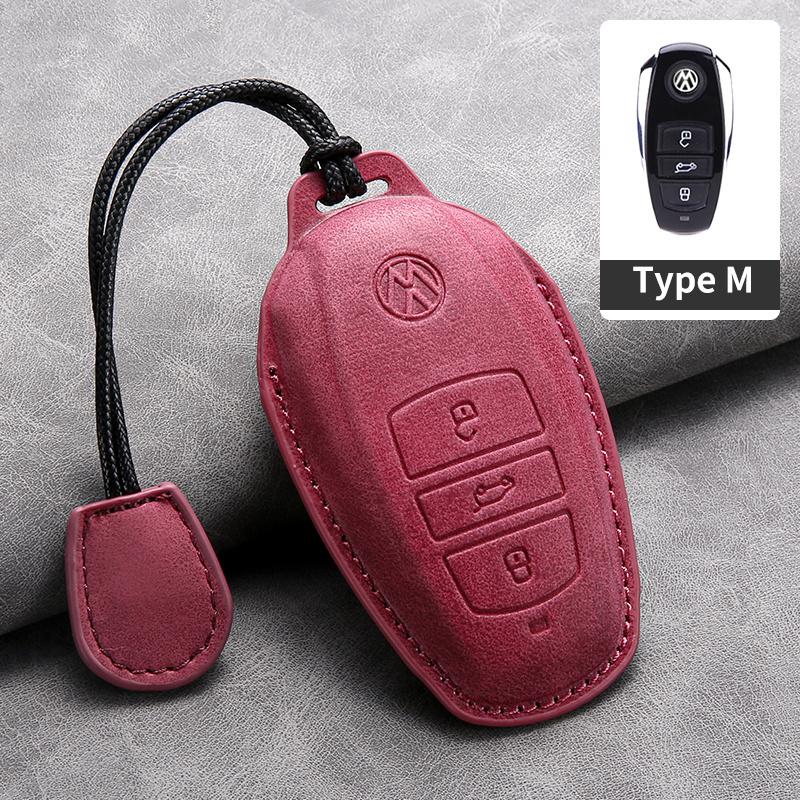 Suede Leather Car Key Case Shell Fob for VW Volkswagen Touareg 2011 2012 2013 2014 2015 2016 2017 2018 Auto Keychain AccessoriesNI1