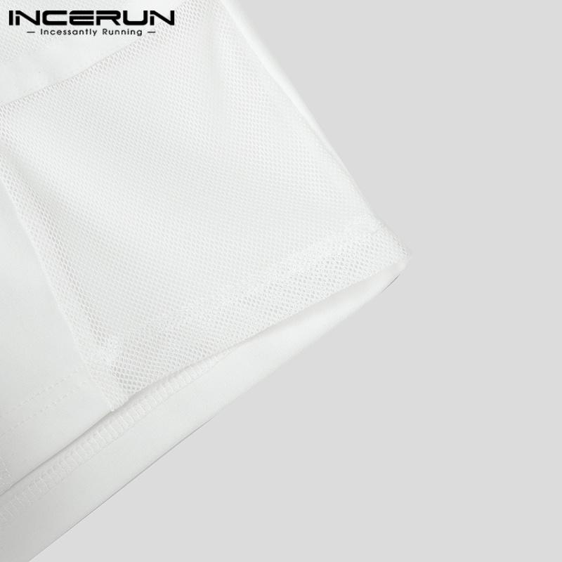 INCERUN Мужские шорты с эластичной талией на кулиске, с сетчатыми вставками по бокам, пэчворк, пижама