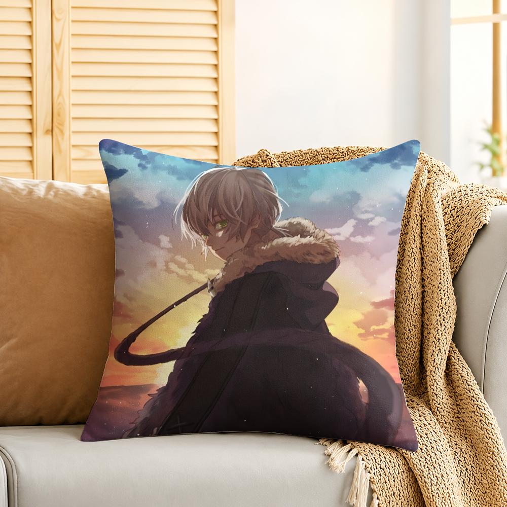 Anime To Your EEternity Cushion Cover Silky Short Plush Invisible Zipper Dustproof Sofa Pillow Case For Home Decor