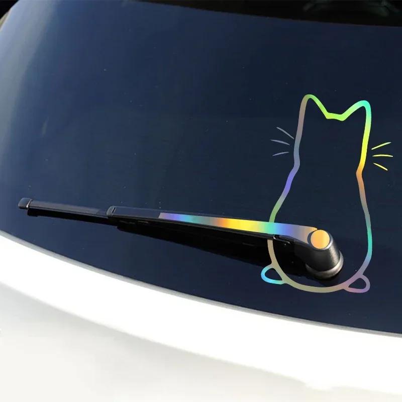 Funny Moving Cat Tail Decals Art Design Car Rear Window Vinyl Declas Creative Vehicle Windshield Cute Animal Ornament