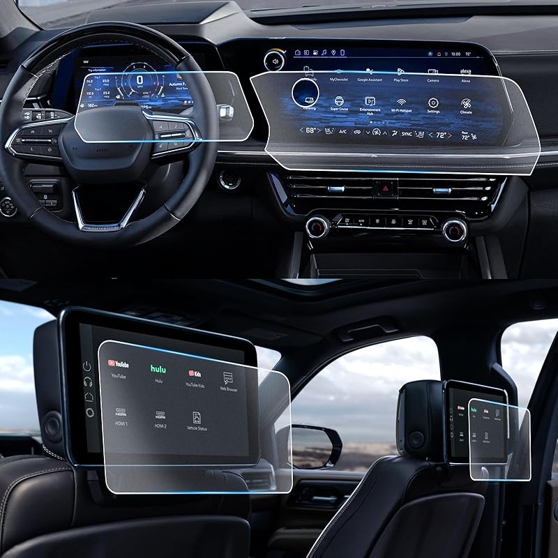 CDEFG 2 шт. для Chevy Tahoe Suburban GMC Yukon 2021-2025 Защитная пленка для экрана 2021-2025 Tahoe Suburban Yukon Escalade 12,6 дюйма Защитная крышка экрана для заднего сиденья