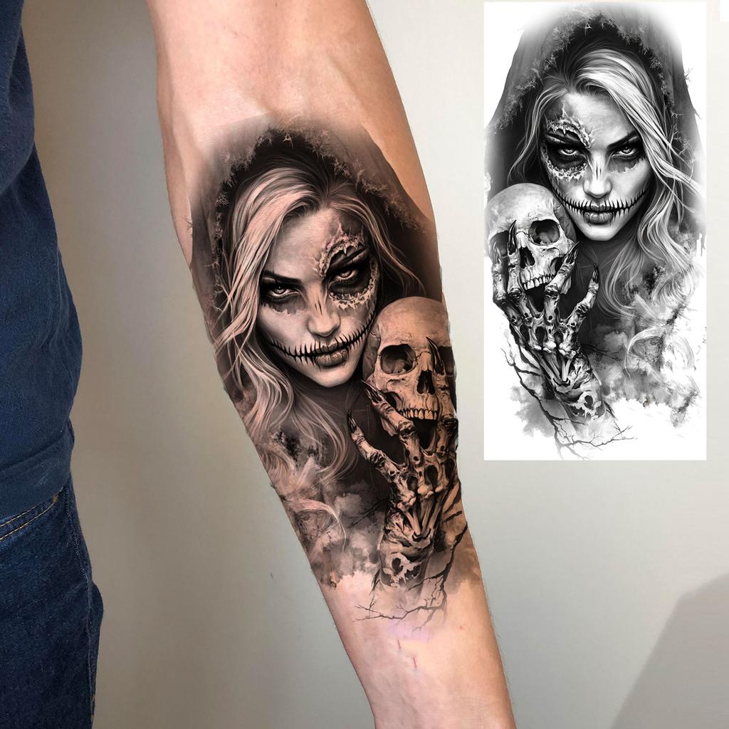 1 Sheet Full Arm Robber Gangster Temporary Tattoos For Men Women Waterproof Tatoo Sleeve Realistic Bad Guy Fake Tattoos Sticker