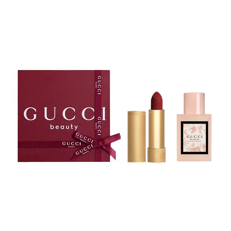 Gucci Набор парфюмерии Huayue Женская туалетная вода Золотой тюбик Цвет Вельвет Набор из двух предметов: Huayue Lady Туалетная вода 30 мл + Помада Velvet Mist №502
