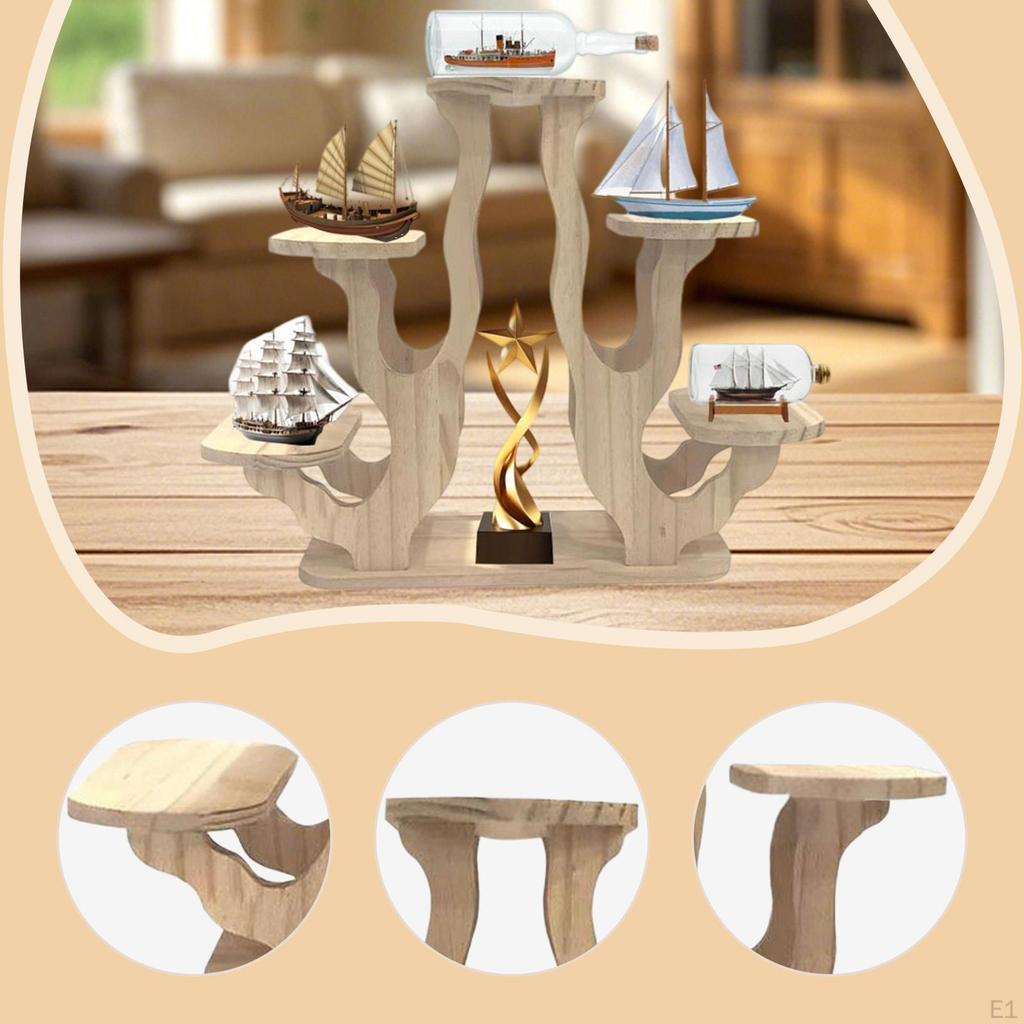 Настольная подставка для растений Деревянная полка Мини для произведений искусства Коллекционных предметов