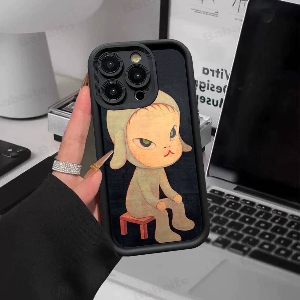 Contemporary Art Yoshitomo Nara Phone Case For IPhone 11 12 13 16 15 17 14 Pro Max Soft Funda Silicone Cover