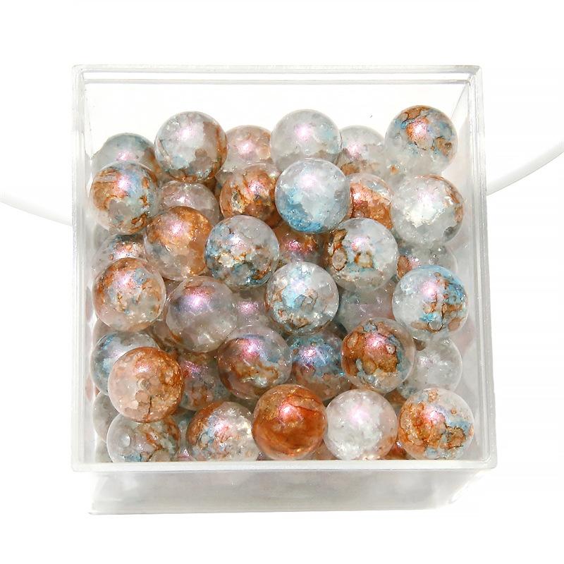 10 мм стеклянные бусины-попки Halo Inside Broken Round Бусины из глазури Ретро-бисер ручной работы Diy Ice Crack Jewelry Бусины-попки для изготовления ювелирных изделий