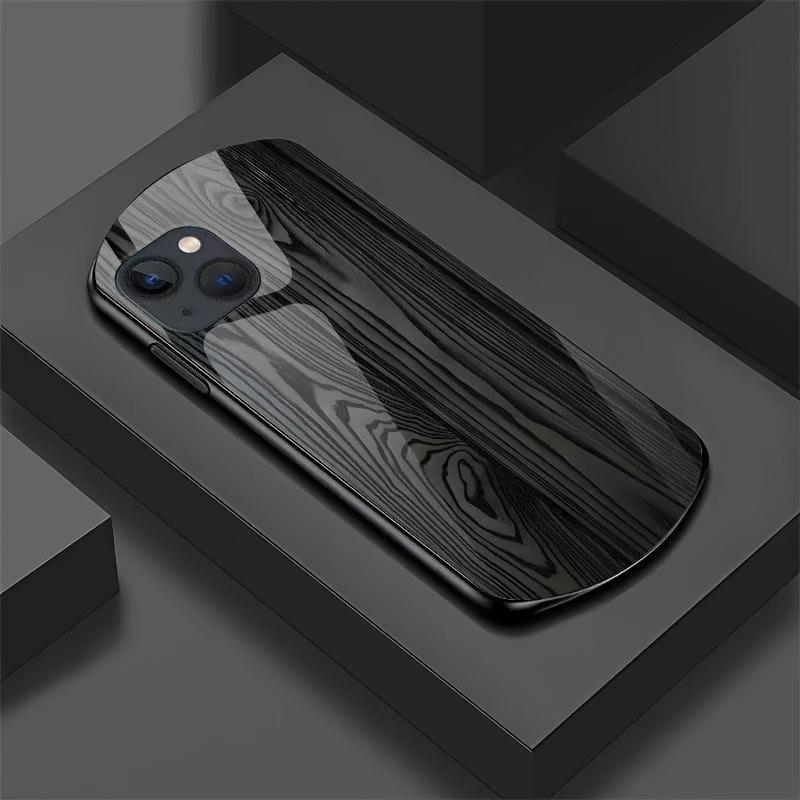 Стеклянный чехол для телефона с рисунком под дерево, подходит для iPhone 17 16 15 14 13 12 11 Pro/Max/Plus, противоударная задняя крышка