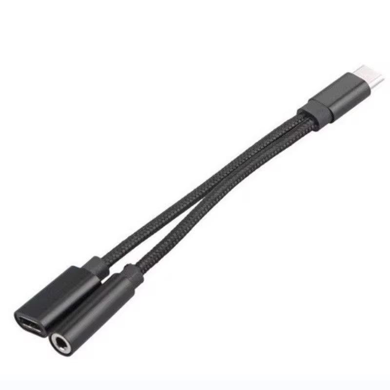 Адаптер-разветвитель для наушников USB-C 2-в-1: Заряжайте и слушайте с помощью плетёного 3,5-мм аудиоразветвителя для музыки и звонков