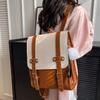 Трендовый двухцветный PU рюкзак, повседневная вместительная сумка на два плеча, школьная сумка для студентов, женский рюкзак, трансграничный