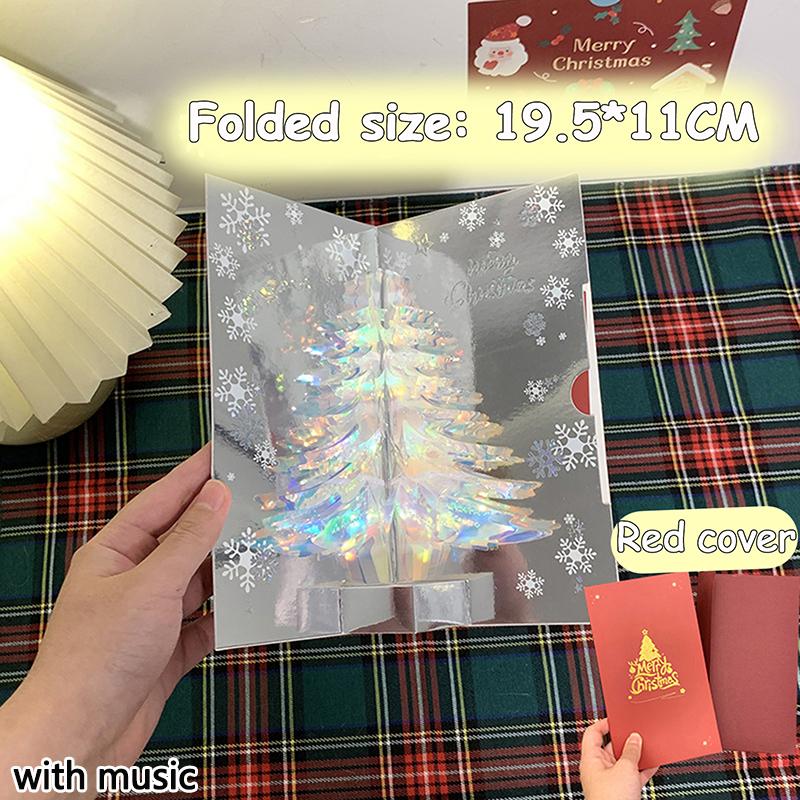 3D Pop Up Рождественская открытка с музыкой Счастливого Рождества Поздравительная открытка Рукописные благословения Пригласительные открытки Подарки на День благодарения