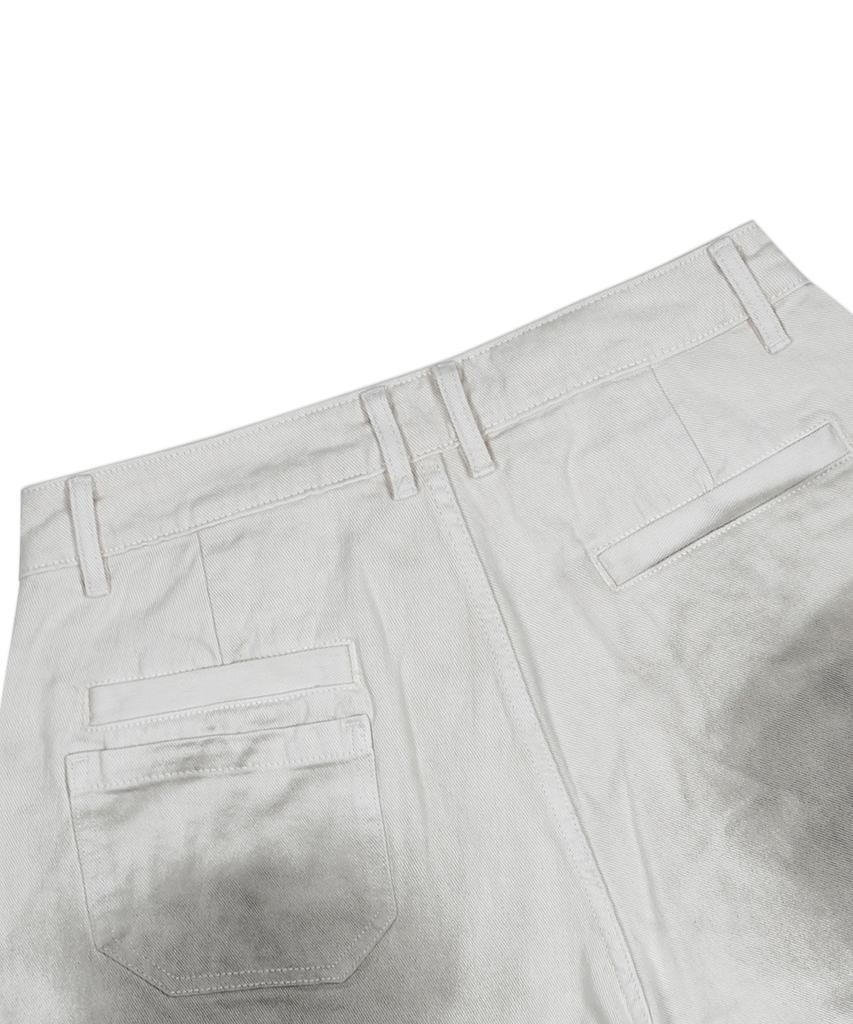 XTONZ Xp287 Dirty Washed Bermuda Cotton Pants (White)