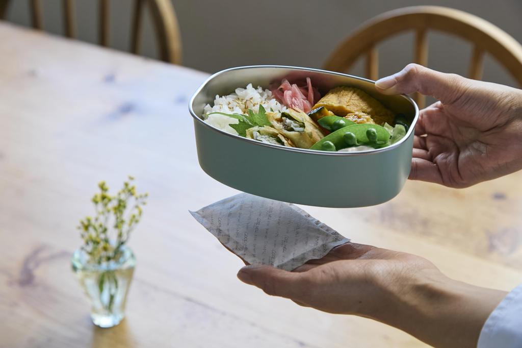 Nonoji Stainless Steel Lunch Microwave and Dishwasher Stylish and with Natural Wood Green Box, Oval, Safe, Simple, Lid,