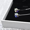 Korean Temperament Aurora Cube Sugar Crystal Sliver Color Snake Chain Long Tassel Ear Thread Dangle Earrings for Women Jewelry