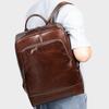 Malunt Men's Leather Business Backpack - Genuine Cowhide Outdoor Laptop Bag