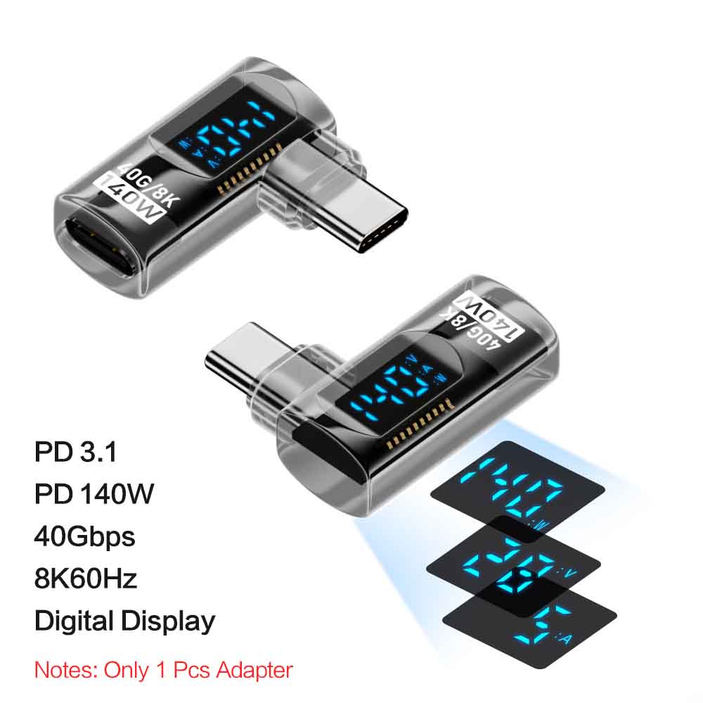 90-градусный USB-адаптер C, прямоугольный U-образный адаптер типа C, передача данных 40 Гбит/с, PD 140 Вт, USB4.0, 8K, 60 Гц, видео для Thunderbolt 3/4