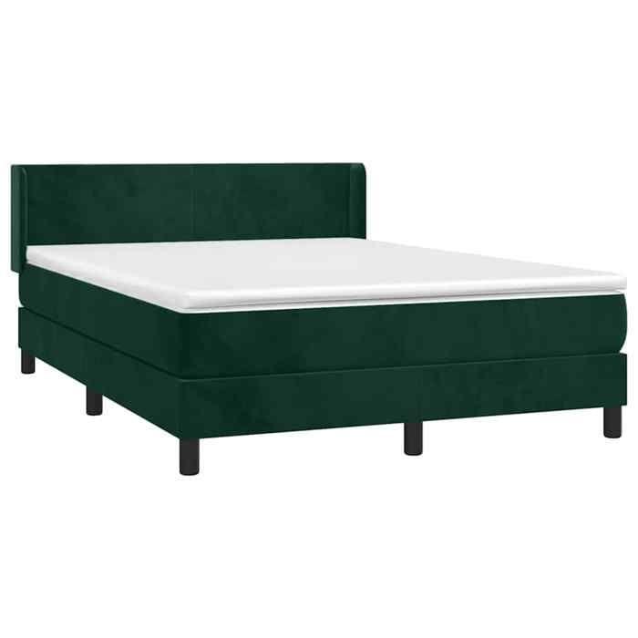 Maison Exclusive - Sommier à lattes de lit et matelas Vert foncé 140x190cm Velours