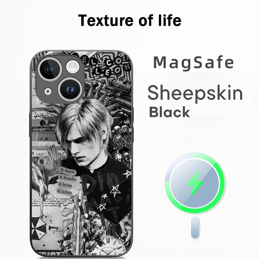 Ада Вонг X Леон горячий игровой плакат Чехол для телефона для iPhone 17 16 15 14 13 12 Plus Pro Max Высококачественная Люксовая Овечья кожа Magsafe