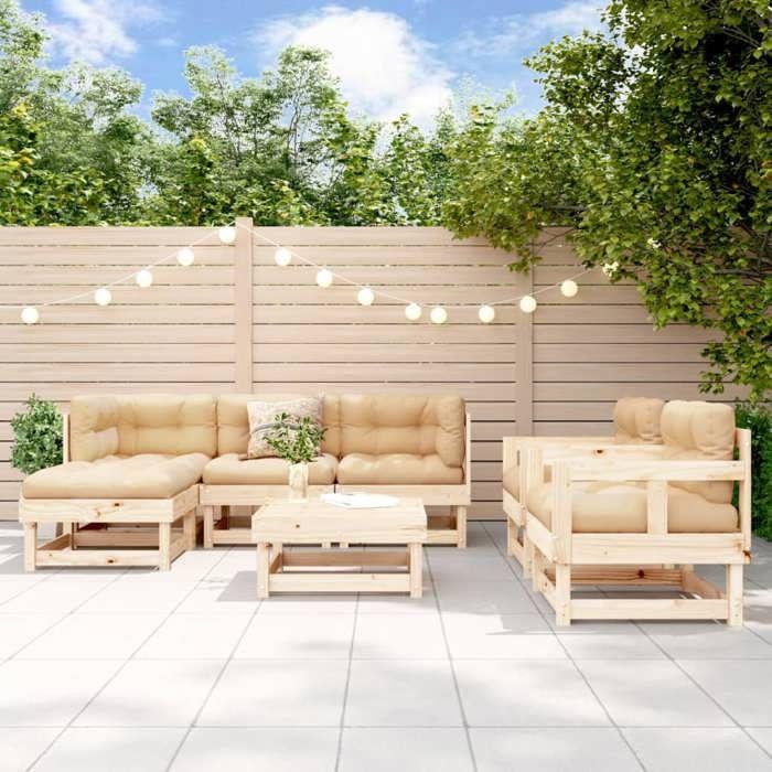 Salon de jardin - Maison Exclusive - Bois de pin massif - 7 pcs - Design modulaire