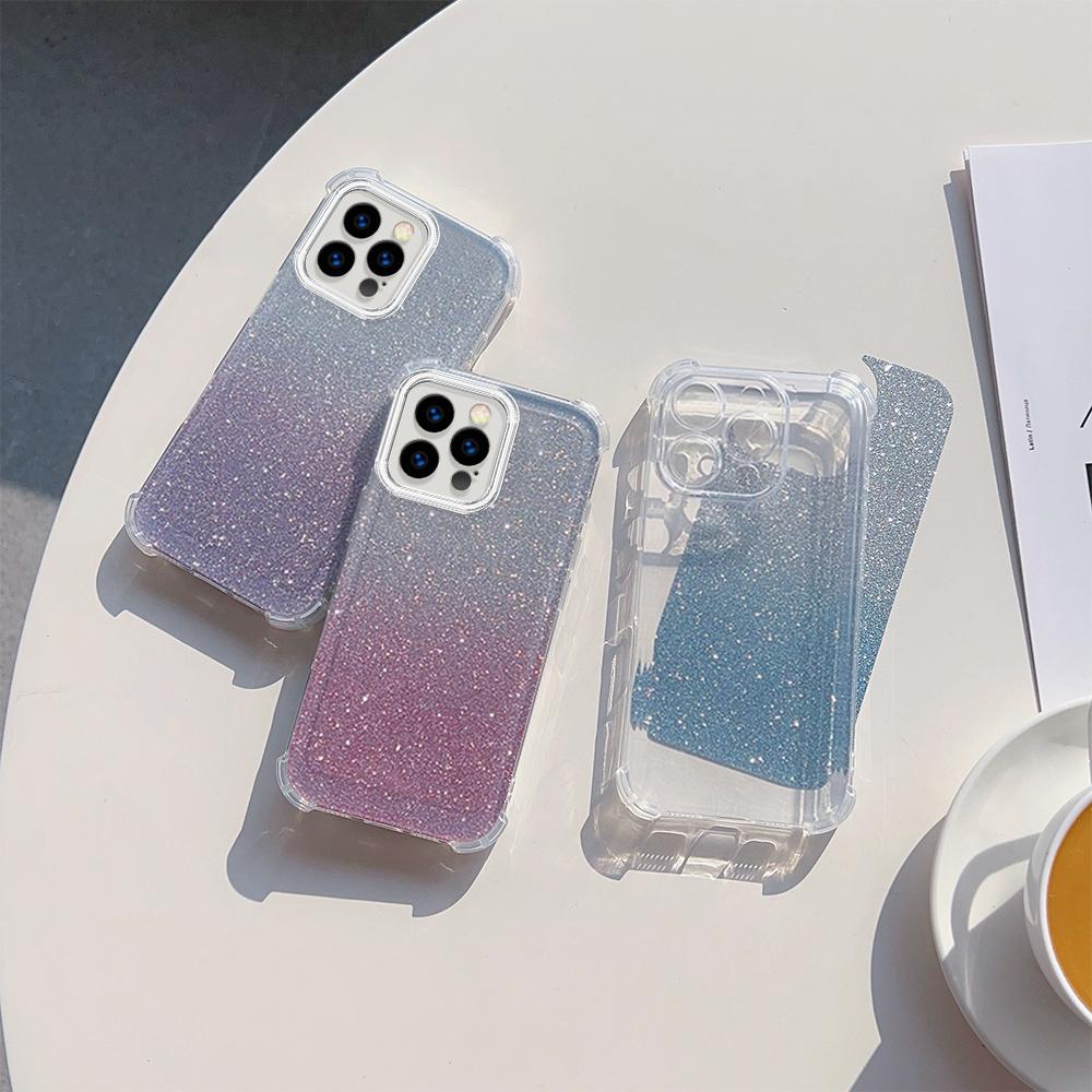 Роскошный блестящий ударопрочный прозрачный мягкий чехол для iPhone 16 13 15 Pro Max Samsung S25 S23 Ultra A35 A54 Redmi Note12 Pro Bumper Cases Cover